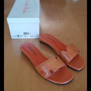 Orange leather flats